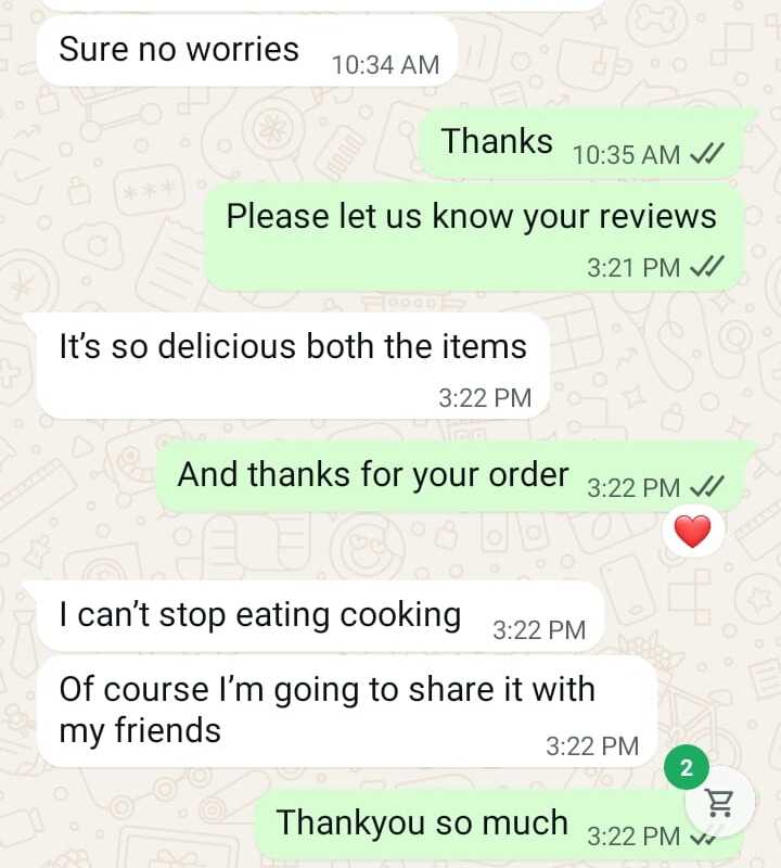 A happy customer sharing how much they enjoyed the treats.